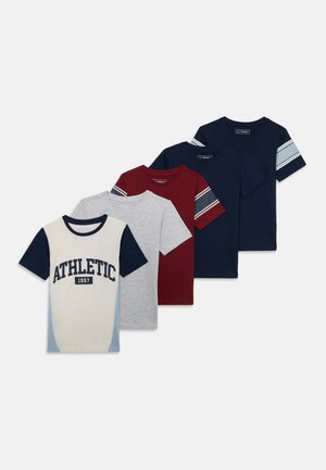 5 PACK - Print T-shirt - dark blue/mottled light grey/white