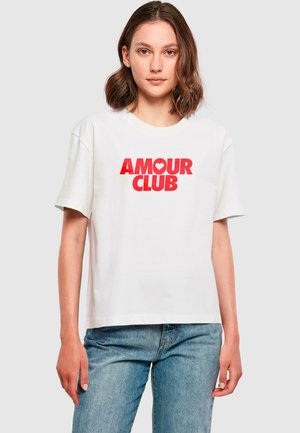 AMOUR CLUB HEART TEE - Potiskana majica - white
