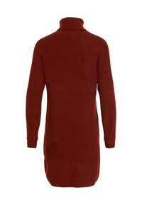 Maglione a maniche lunghe, in maglia a costine, a collo alto di un rosso intenso, con una vestibilità comoda e spacchi laterali per facilitare i movimenti.