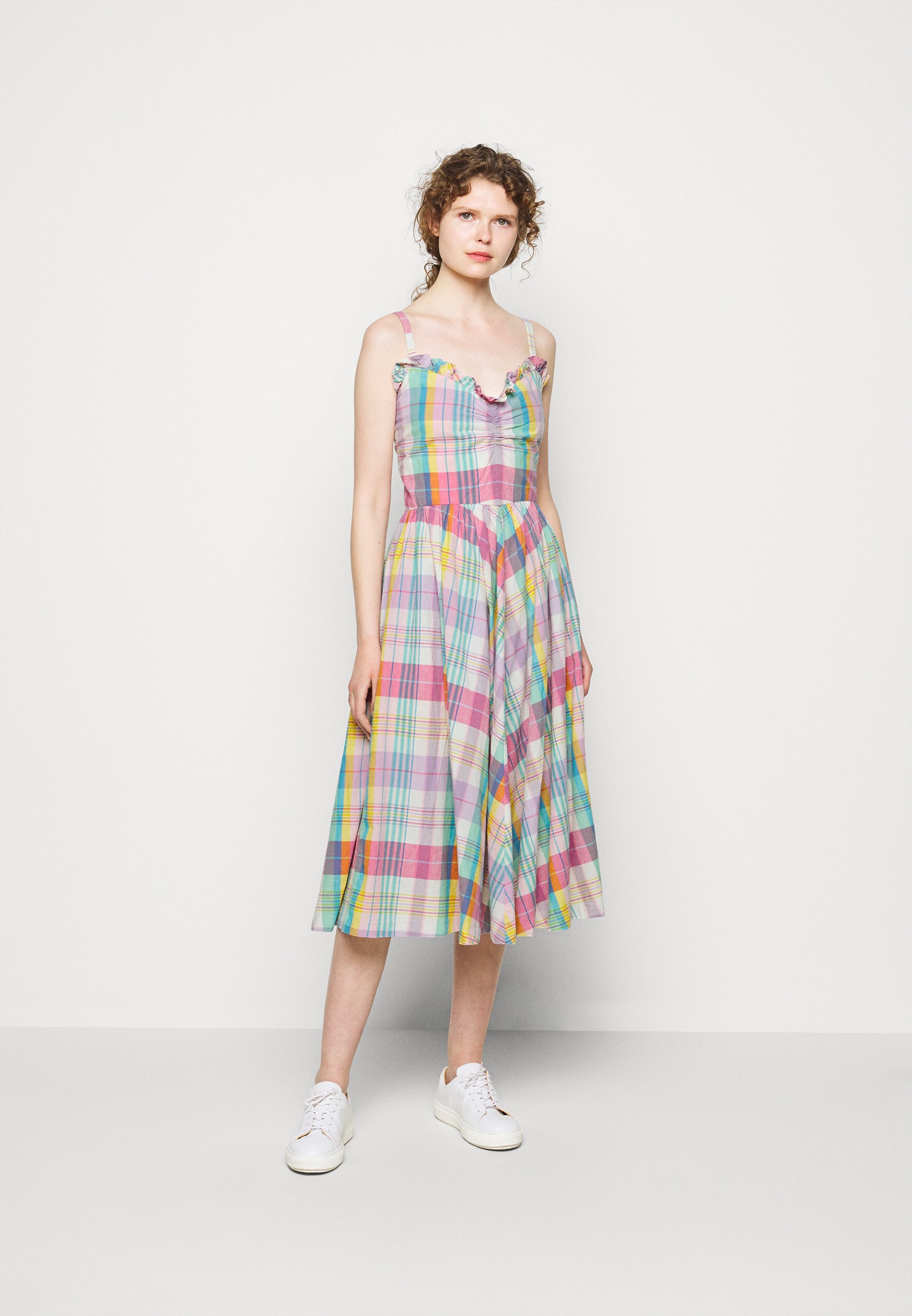 Polo Ralph Lauren Madras Freizeitkleid White Pink Zalando De 