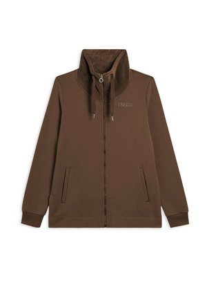 SPACCHI LATERALI E COLLO ALTO - Felpa con zip - brown