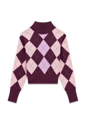 Guess, TRIKOT MIT RAUTENMUSTER - Pullover - bordeaux
