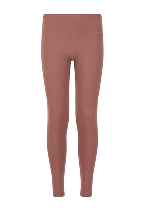 Leggings i en mjuk, mauve färg, med ett glatt, stretchigt tyg, hög midja och en figurnära silhuett för komfort och flexibilitet.
