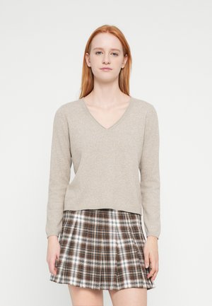ONLLOYAL LIFE V NECK - Pulóver - beige/melange