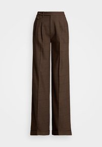 Lauren Ralph Lauren CHECKED PLEATED WOOL WIDE-LEG PANT
