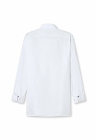 Witte lange mouw knoopshirt met een klassieke kraag, enkelvoudige knopenmanchetten en een gladde, gestructureerde stof. Eenvoudig, schoon ontwerp.