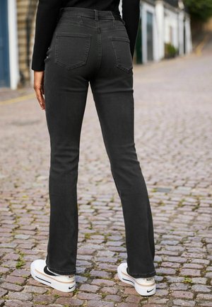 COSY BRUSHED  - Bootcut jeans - washed black