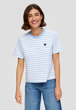 s.Oliver MIT STICKEREI - T-shirt print - hellblau