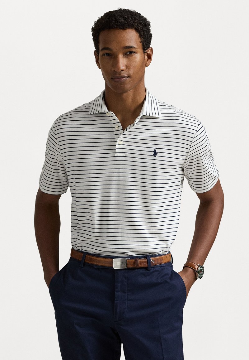 Polo Ralph Lauren - CUSTOM SLIM FIT STRIPED SOFT COTTON POLO - Polo - white/refined navy, Agrandir