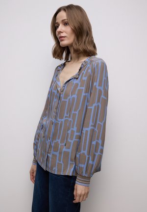 Street One GEMUSTERTE MIT TAPE - Blouse - blau