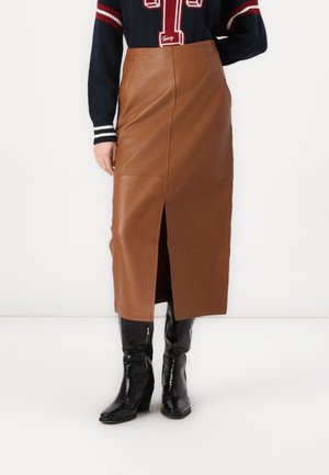 SKIRT - Bőrszoknya - driftwood brown