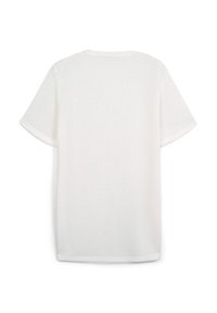 T-shirt bianco a maniche corte con una consistenza liscia e una vestibilità rilassata. Collo rotondo con un delicato dettaglio a orlo in fondo.