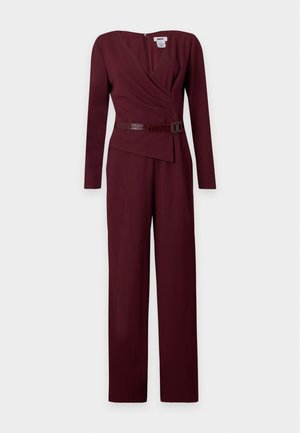DKNY, V NECK JUMPSUIT - Ολόσωμη φόρμα - burgundy