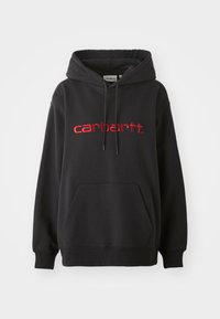 HOODED - Sweatshirt - black/scarlet