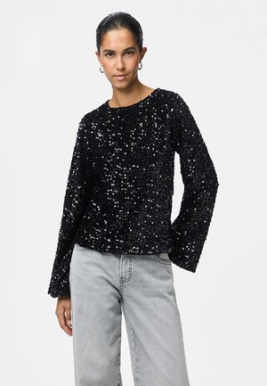 PCKAM LS DEEP BACK BOW - Bluză - black