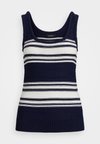 STRIPED COTTON BLEND SWEATER TANK TOP - Linne - refined navy/white