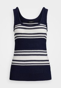 Lauren Ralph Lauren STRIPED COTTON BLEND SWEATER TANK TOP - Top - refined navy/white