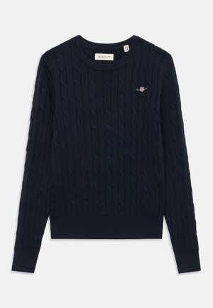 CABLE CREW NECK - Strickpullover - evening blue