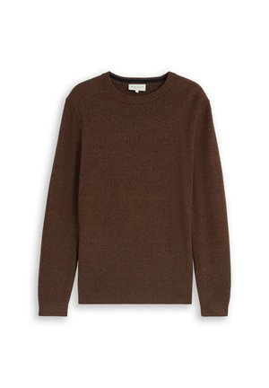 TOM TAILOR, MOULINE STRUCTURED CREW NECK KNIT - Jersey de punto - mouline camel navy