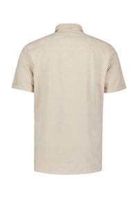 Korte mouw shirt in een lichtbeige kleur, gemaakt van een zachte, smooth stof met een klassieke kraag en een eenvoudige achterkant.