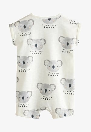 Kūdikių bodis pagamintas iš minkštos baltos medvilnės, su pakartotinais pilkų koolų atspaudu ir juodu užrašu "Aš myliu savo TĖTĮ". Trumpomis rankovėmis, su spaudėmis.