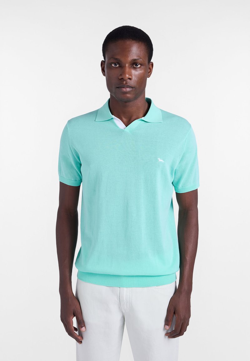 Polo met korte mouwen in muntgroen, voorzien van een geribde kraag, subtiel merkembleem en een ontspannen pasvorm. Soepele textuur, lichtgewicht stof.