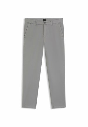 Grijze broek van katoenmix met een rechte pijpdesign, voorzien van zijzakken en een subtiele logo op de tailleband.