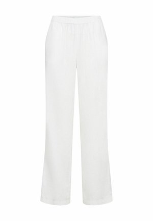 Białe, luźne spodnie z elastycznym pasem i kieszeniami po bokach, zaprojektowane do codziennego noszenia.