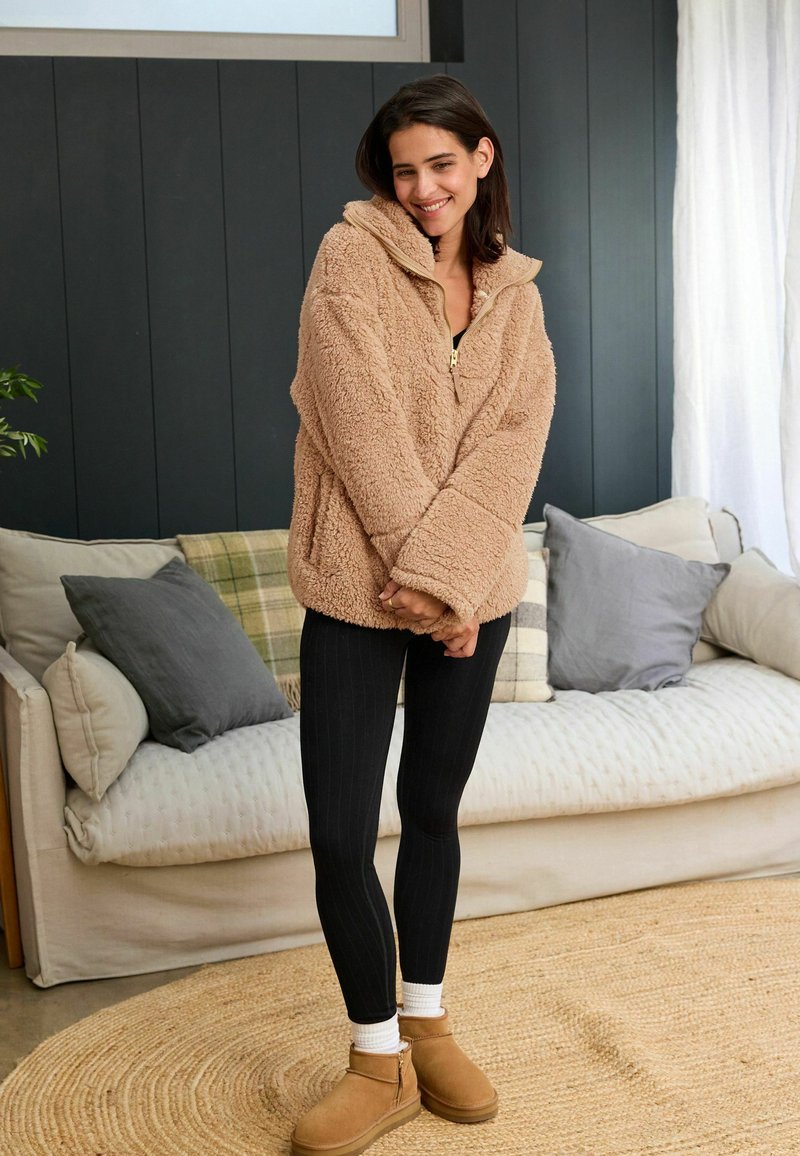 Next BORG HALF ZIP - Flísová bunda - neutral