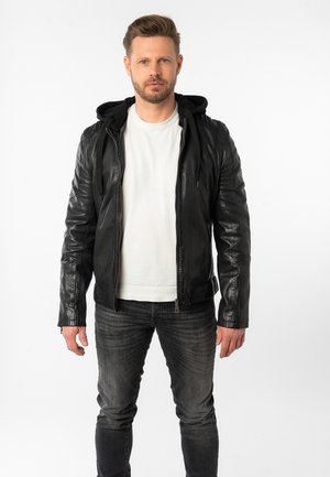 Leather jacket - anthrazit