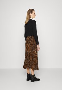 Lauren Ralph Lauren OCELOT-PRINT PLEATED GEORGETTE SKIRT - Saia evasé - polo black multi