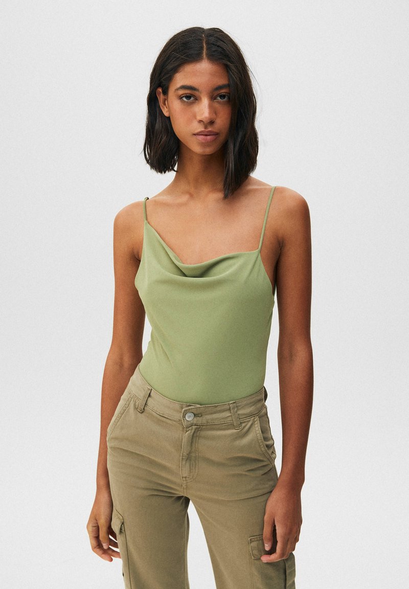 PULL&BEAR WITH DRAPED NECK Top green Zalando.ie