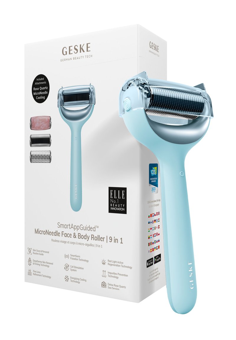 GESKE - MICRONEEDLE FACE BODY ROLLER | 9 IN 1 - Ansiktsvård - tillbehör - turquoise, Förstora
