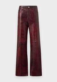 BASILIA STRAIGHT - Usnjene hlače - dark red