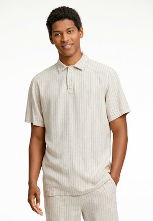 Lindbergh HALF PLACKET  STRIPED - Poloshirt - lt stone