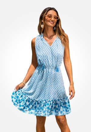 Cupshe, BREEZY BLUE FLORAL PRINTED SUNDRESS - Vestido informal - light blue