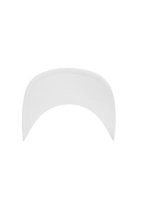 Visera de algodón blanca, con forma curva y tejido texturizado, sin hardware visible, diseñada para ofrecer protección solar sin necesidad de una gorra completa.