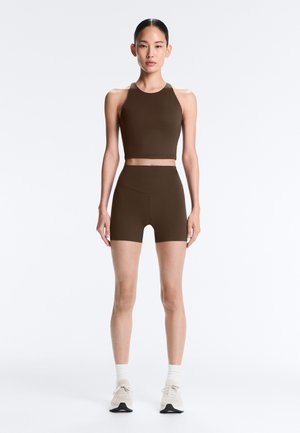 OYSHO HIGH-WAISTED COMFORTLUX 10cm HOT PANTS - Leggings - brown