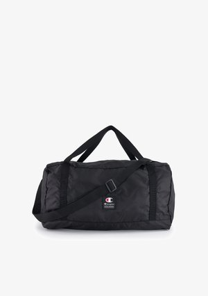 Borsa a soluzione nera fatta di nylon testurizzato, con manici doppi, una tracolla removibile e il logo Champion sulla parte anteriore.