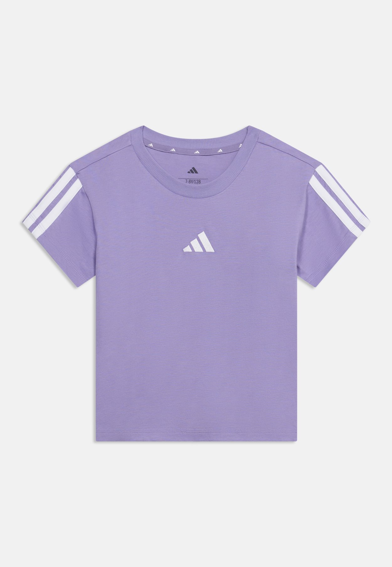adidas JUNIOR GIRL STRIPES TEE UNISEX - Camiseta deportiva - magic lilac/white