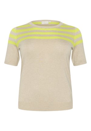 MAJI SHORT SLEEVES  - T-shirt imprimé - sand melange lime half stripe