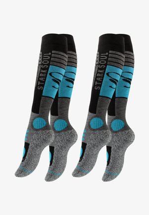 Stark Soul 2 PAAR - Knee high socks - schwarz grau tuerkis