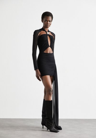 David Koma CRYSTAL BUCKLE DIAMOND CUTOUT MINI DRESS - Koktel haljina / svečana haljina - black/silver