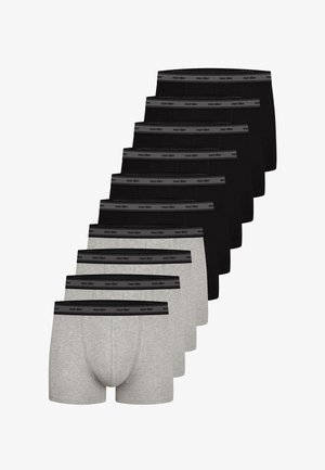 Herreboxershorts i sort og grå. Blød bomuldsblanding, tætsiddende design, elastisk linning med logo. Otte stykker vist i en række.