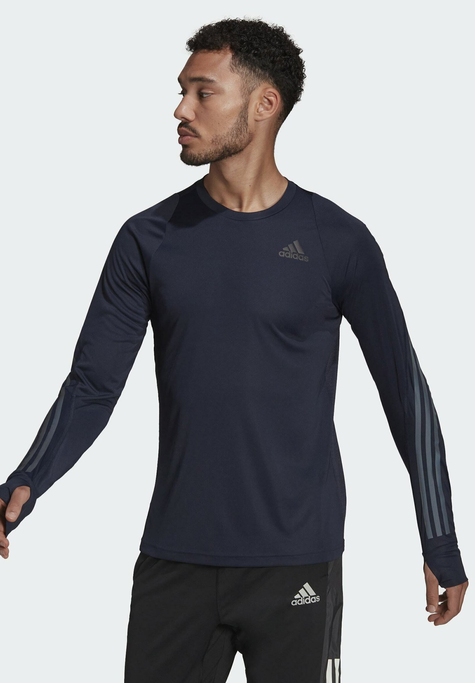 adidas Performance RUN ICON FULL REFLECTIVE STRIPES - Long sleeved top -  blue - Zalando.co.uk