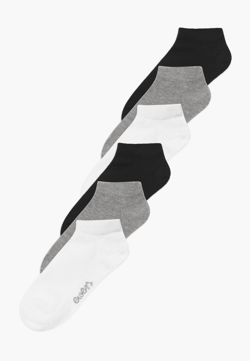 Låga strumpor i svart, grått och vitt. Mjuk tyg med en slät textur. Varje strumpa har en subtil logotyp på sidan.