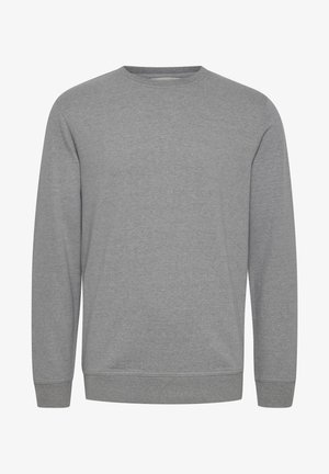 Grå langærmet sweatshirt med rund hals, ribbede manchetter og afslutning. Fremstillet i et blødt, tekstureret stof, der har et enkelt design uden mønstre.