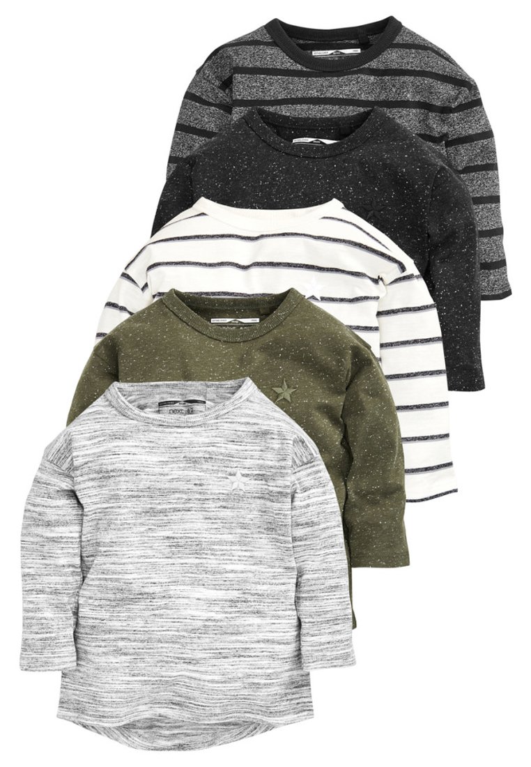 Next 5 PACK LONG SLEEVE T-SHIRTS - Jednoduché tričko - Khaki Green/Grey