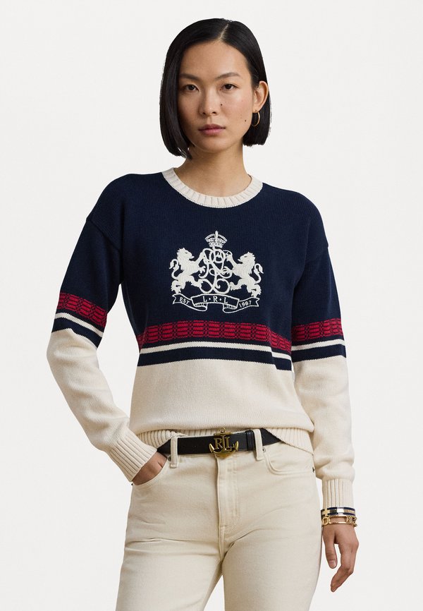 EMBROIDERED-CREST COTTON SWEATER - Jumper - multi