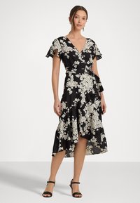 Lauren Ralph Lauren BELFORETTE SHORT SLEEVE DAY DRESS - Kasdienė suknelė - black/cream
